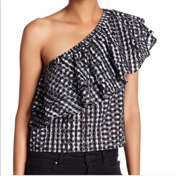 Rebecca Minkoff Tops - Rebecca Minkoff Gingham Lily Top Off Shoulder XS